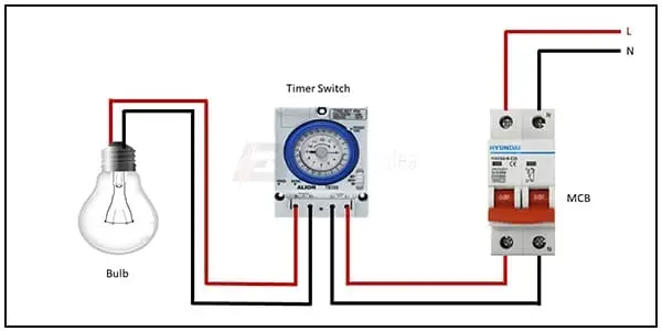 Diagram of Timer Switch wiring: