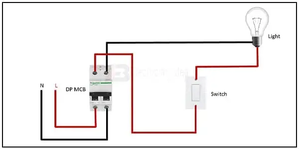 Diagram One lamp and one switch connection wiring: