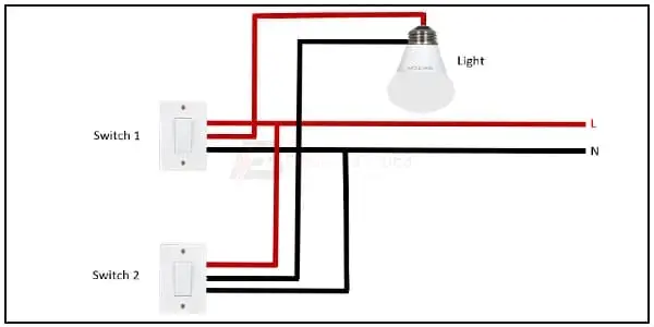 Diagram of Two Way Switch Connection With light wiring:
