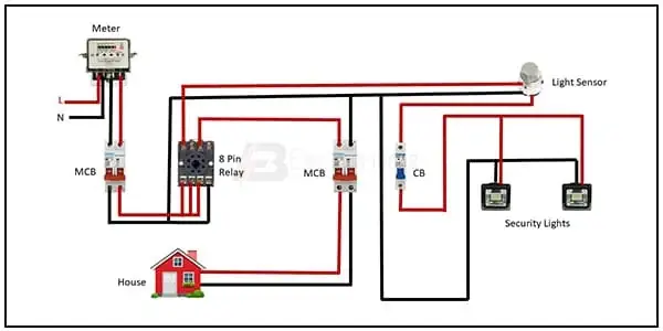 Light sensor Wiring using 8-pin Relay: