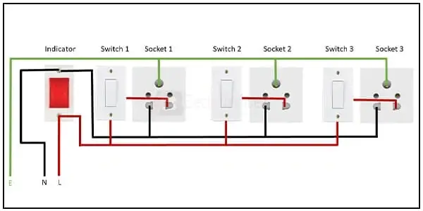 Diagram of Extention box wiring: