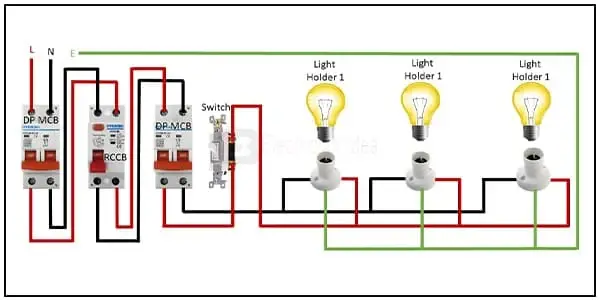 Diagram of Connect 3 Light Switch wiring: