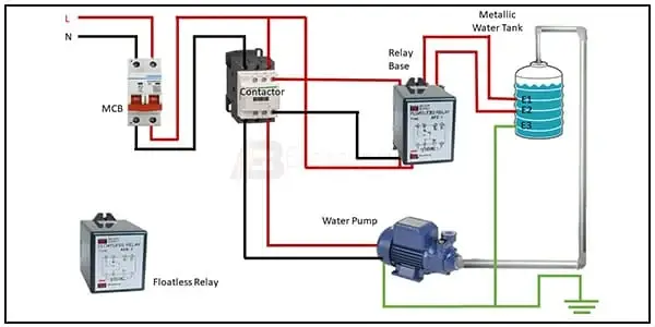 Diagram of Automatic on-off water pump relay wiring: