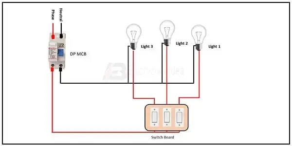 Diagram Images of 3 Switch 3 Bulb connection wiring