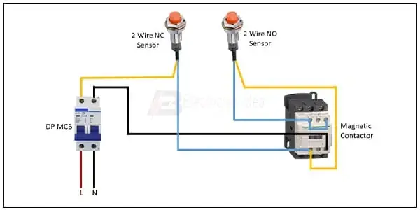 Diagram 2 Wire Sensor in Magnetic Contactor wiring: